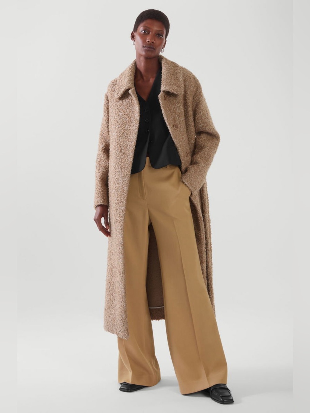100% Wool COS Wide-Leg Wool Flared Trousers Size 8